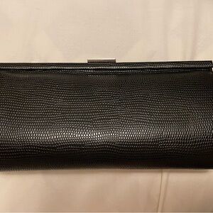 NWOT BANANA REPUBLIC BLACK Lizard embossed leather clutch